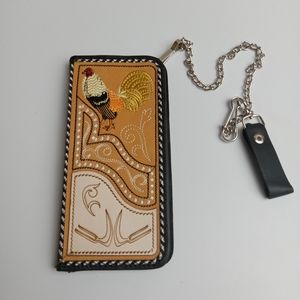 Men's Western Wallet Genuine Leather Hand Crafted Bifold Cowboy Rodeo Wallet‎